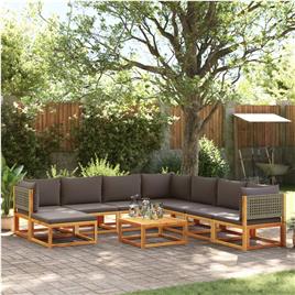 vidaXL 9 pcs conjunto de sofás de jardim com almofadões acácia maciça
