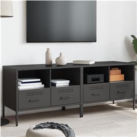vidaXL Móveis de TV 2 pcs 68x39x50,5 cm aço laminado a frio preto