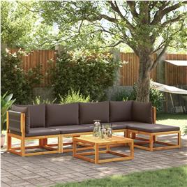 vidaXL 6 pcs conjunto de sofás de jardim com almofadões acácia maciça