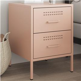 vidaXL Mesa de cabeceira 36x39x50,5 cm aço rosa