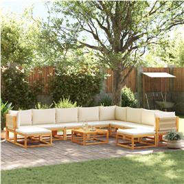 vidaXL 11pcs conjunto sofás jardim c/almofadões madeira maciça acácia