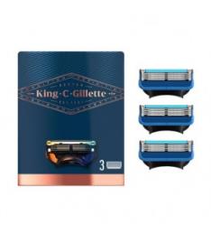 GILLETTE KING shave & edging razor blades x 3 cartridges