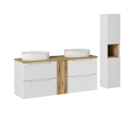 Conjunto de lavatório duplo de com 4 gavetas e pedestal riva 140