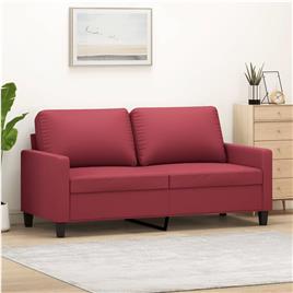vidaXL Sofá de 2 lugares 140 cm couro artificial vermelho tinto