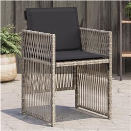 vidaXL Cadeiras de jardim com almofadões 4 pcs vime PE cinzento-claro