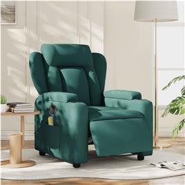 vidaXL Poltrona reclinável de massagens elétrica tecido verde-escuro
