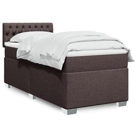 vidaXL Cama com molas/colchão 90x190 cm tecido castanho-escuro