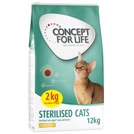 Concept for Life Sterilised Cats - Receita melhorada - 10 + 2 kg grátis!