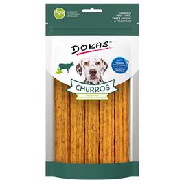 Dokas Churros com fígado de vaca, batata-doce e larvas de farinha - Pack económico: 4 x aprox. 150 g