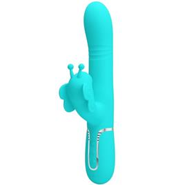 PRETTY LOVE - VIBRADOR COELHO MULTIFUNÇÕES 4 EM 1 BUTTERFLY AQUA VERDE