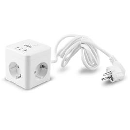 Onlex Powercube 10a 3 Sockets + 3usb 1.5 M Cable Branco