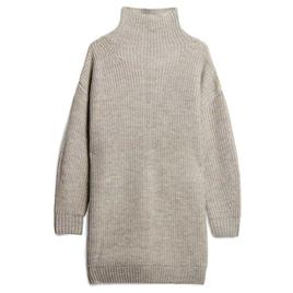 Superdry Chunky Rib Long Sleeve Midi Dress Beige XS Mulher