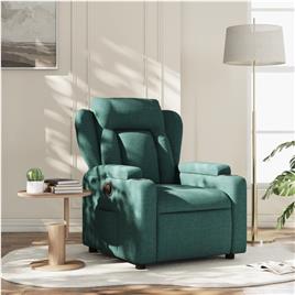 vidaXL Poltrona reclinável tecido verde-escuro
