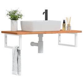 vidaXL Prateleira de parede p/ lavatório aço/madeira de faia maciça