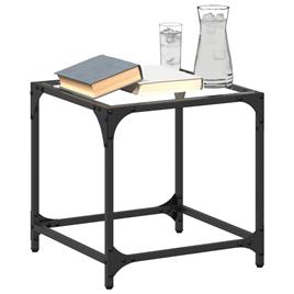 vidaXL Mesa de centro c/ topo em vidro transparente 40x40x40 cm aço