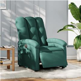 vidaXL Poltrona elétrica reclinável tecido verde-escuro