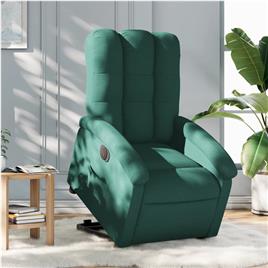 vidaXL Poltrona reclinável elevatória elétrica tecido verde-escuro