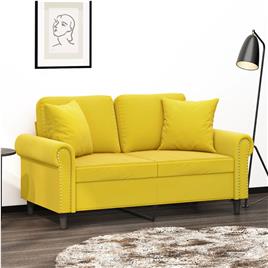 vidaXL Sofá 2 lugares c/ almofadas decorativas 120 cm veludo amarelo