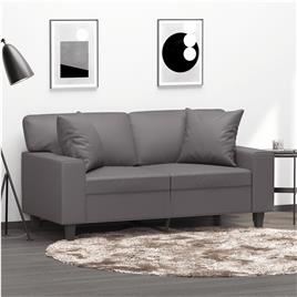 vidaXL Sofá 2 lugares + almofadas decorativas 120cm couro artif. cinza