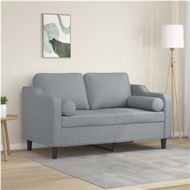 vidaXL Sofá 2 lugares + almofadas decorativas 120cm tecido cinza-claro