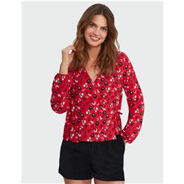 Blusa estampada e cruzada, de mangas compridas, Icode