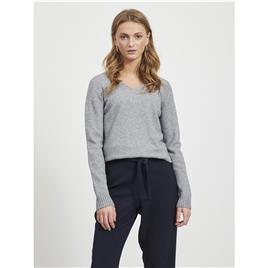 Vila Ril V Neck Sweater Cinzento XS Mulher