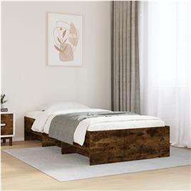 vidaXL Estrutura cama 100x200 cm derivados de madeira carvalho fumado