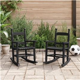 vidaXL Cadeiras de baloiço infantis 2 pcs álamo maciço preto