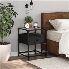 vidaXL Mesa de cabeceira 40x40x55 cm derivados de madeira preto