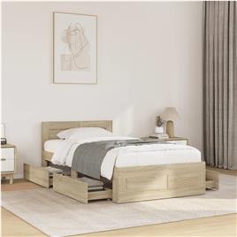 vidaXL Estrutura cama c/ cabeceira derivados madeira carvalho sonoma