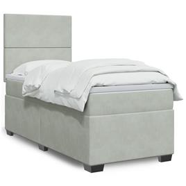 vidaXL Cama com molas/colchão 80x200 cm veludo cinza-claro