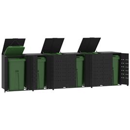 vidaXL Abrigo para 6 caixotes do lixo 414x79x117 cm aço preto