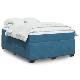 vidaXL Cama com molas/colchão 140x200 cm veludo azul-escuro