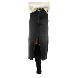 Superdry Split Long Skirt Cinzento 32 Mulher