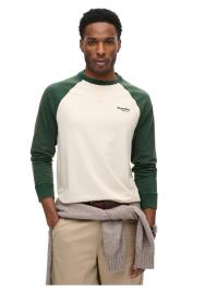 Superdry Essential Logo Baseball Long Sleeve T-shirt Beige L Homem
