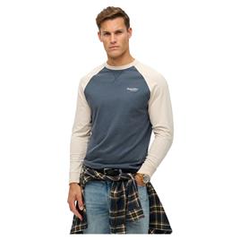 Superdry Essential Logo Baseball Long Sleeve T-shirt Azul 2XL Homem
