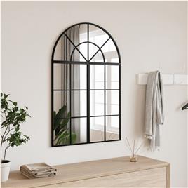 vidaXL Espelho de parede arqueado 60x90 cm ferro preto
