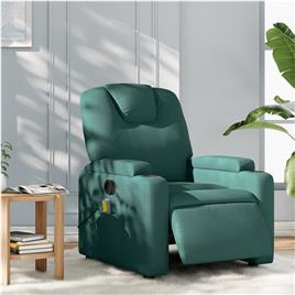 vidaXL Poltrona reclinável de massagens elétrica tecido verde-escuro