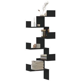 vidaXL Estante de parede p/ canto 45x45x147 cm deriv. madeira preto