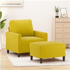 vidaXL Poltrona com apoio de pés 60 cm veludo amarelo
