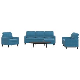 vidaXL 4 pcs conjunto de sofás com almofadões veludo azul