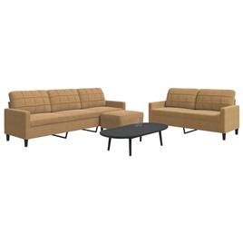 vidaXL 3 pcs conjunto de sofás com almofadões veludo castanho