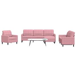 vidaXL 4 pcs conjunto de sofás com almofadões veludo rosa