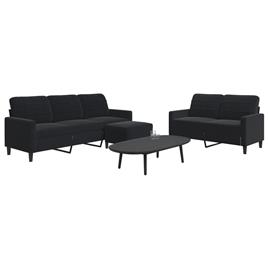 vidaXL 3 pcs conjunto de sofás com almofadões veludo preto