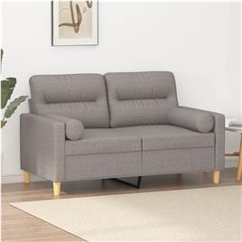 vidaXL Sofá 2 lug. +almofadas decoração 120cm tecido cinza-acastanhado