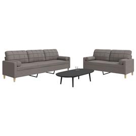 vidaXL 2 pcs conjunto de sofás com almofadas tecido cinza-acastanhado