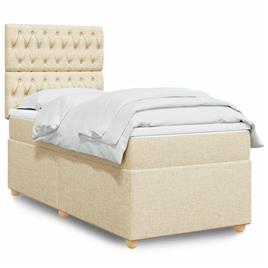 vidaXL Cama com molas/colchão 90x190 cm tecido cor creme