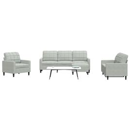 vidaXL 4 pcs conjunto de sofás com almofadões veludo cinzento-claro