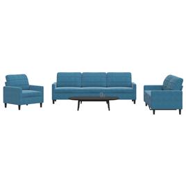 vidaXL 4 pcs conjunto de sofás com almofadões veludo azul