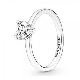 Pandora ANILLO SOLITARIO CORAZÓN BRILLANTE 191165C01, Plateado - Ref.